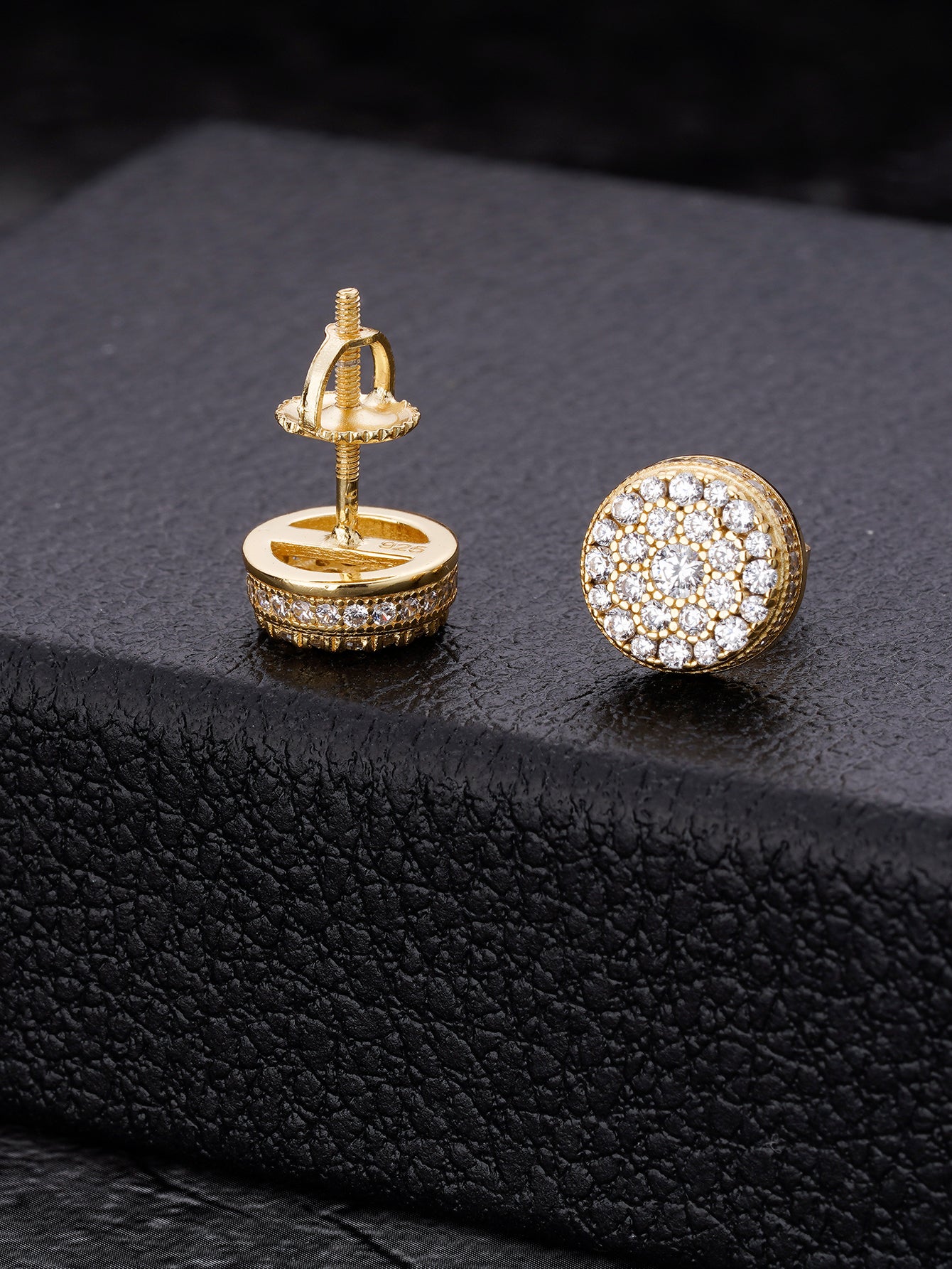 14K Gold Plated Iced out Moissanite Diamond  Stud Earrings