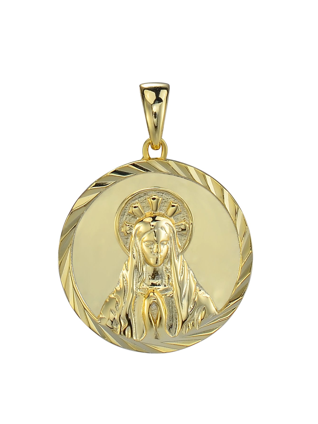 24K Gold Plated Mother Cameo Design Virgin Mary Pendant