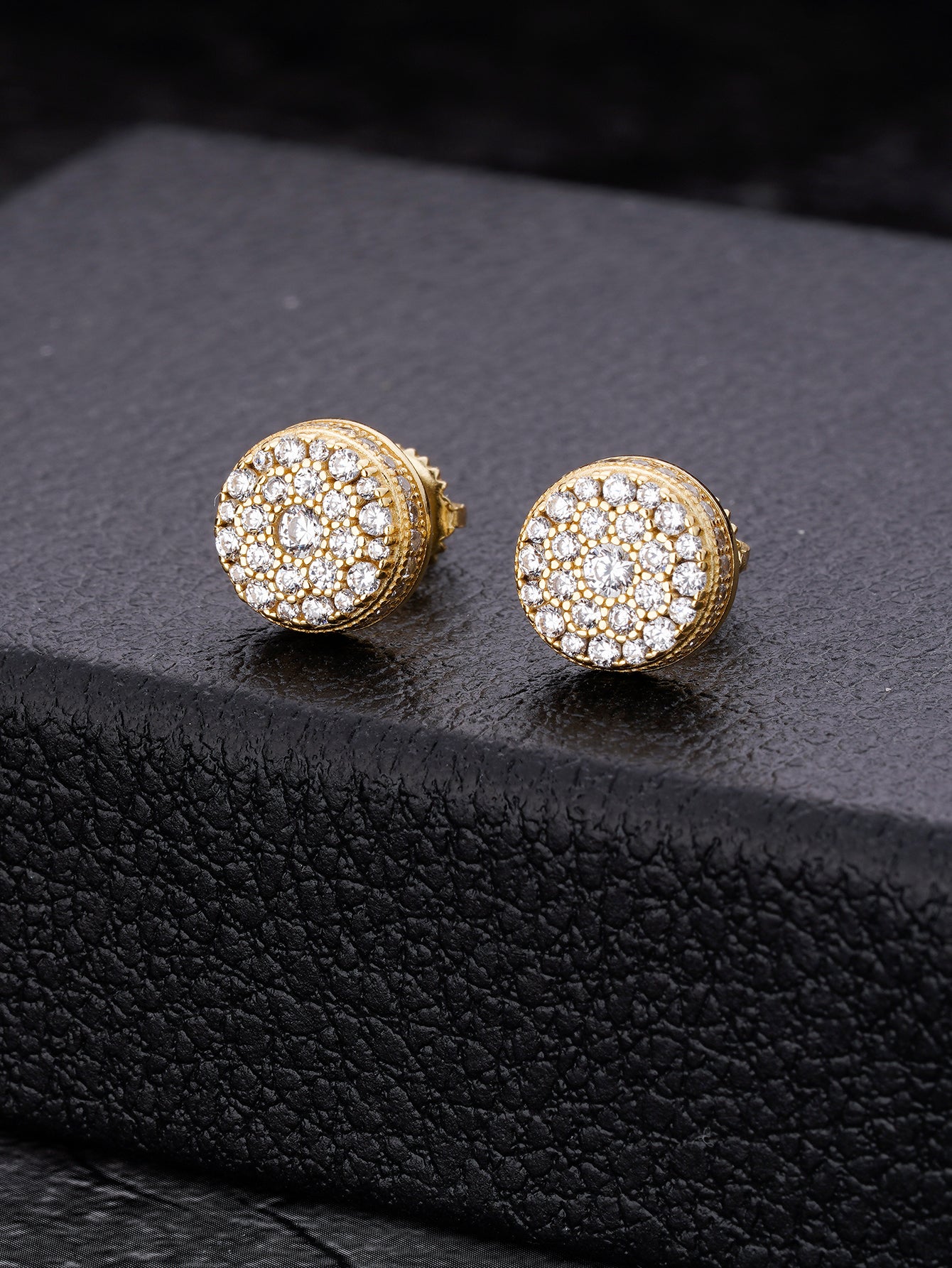 14K Gold Plated Iced out Moissanite Diamond  Stud Earrings