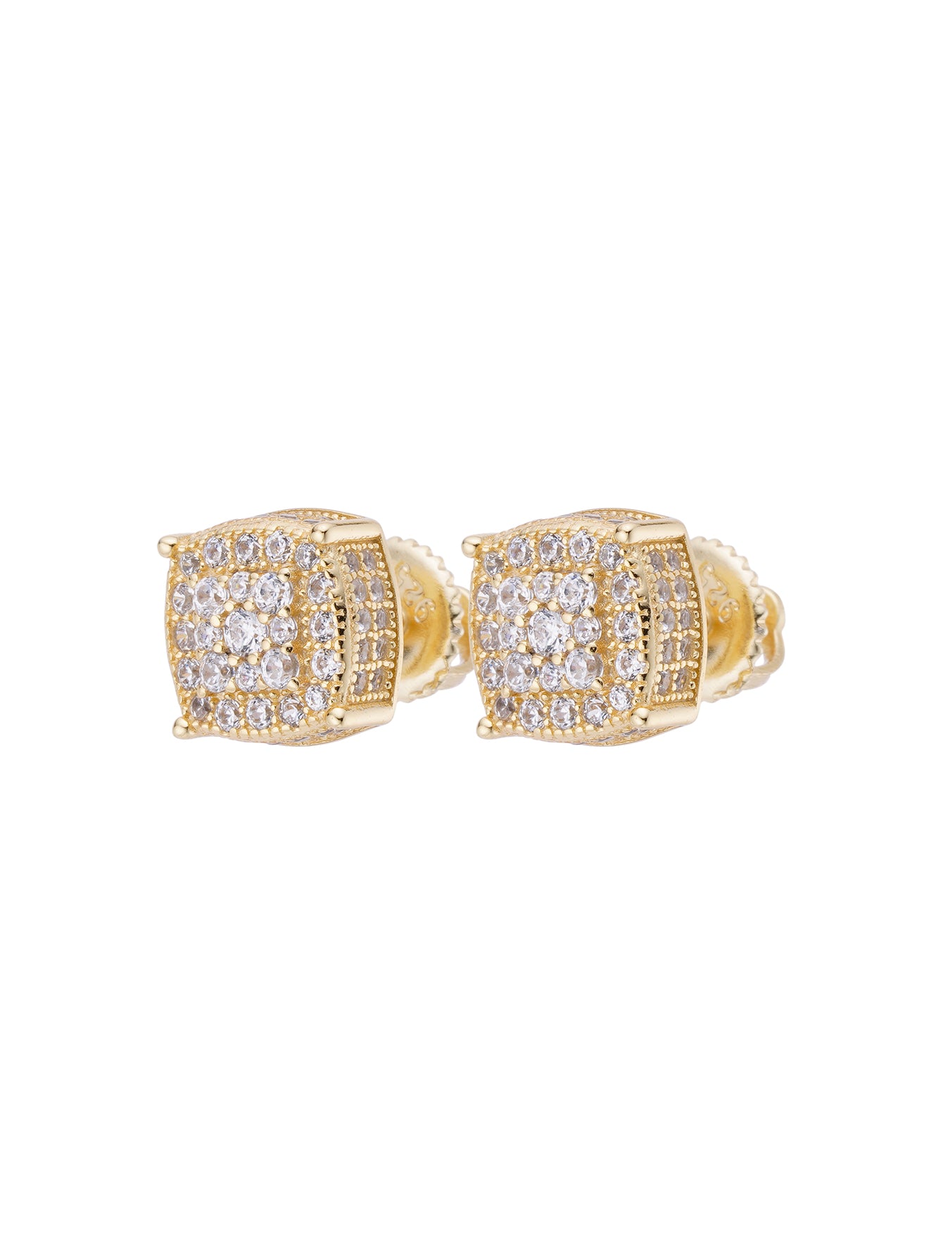 24K Gold Plated Iced Out Stud Earrings