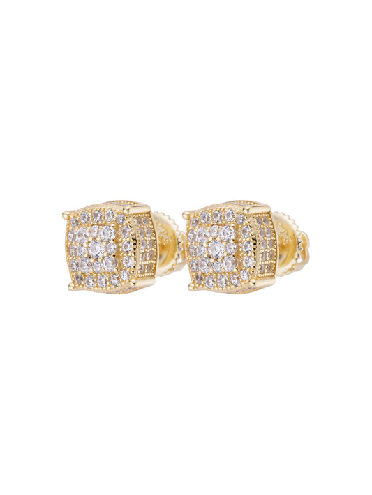 24K Gold Plated Iced Out Stud Earrings