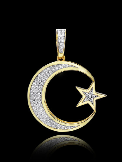 Moon Star Pendant Iced Out Diamond Pendant