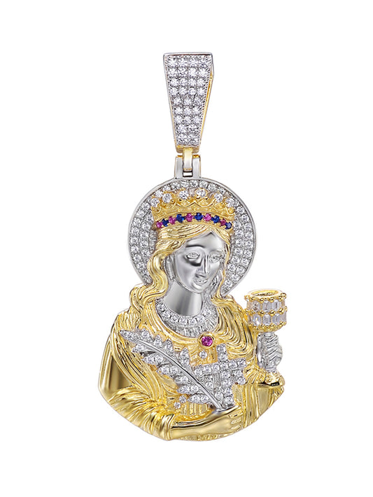 18K Gold Plated  Iced Out  Virgin Mary  Pendant