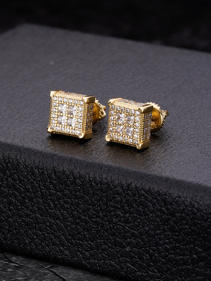 18K Gold Plated Iced Out Cubic Zirconia Stud Earring