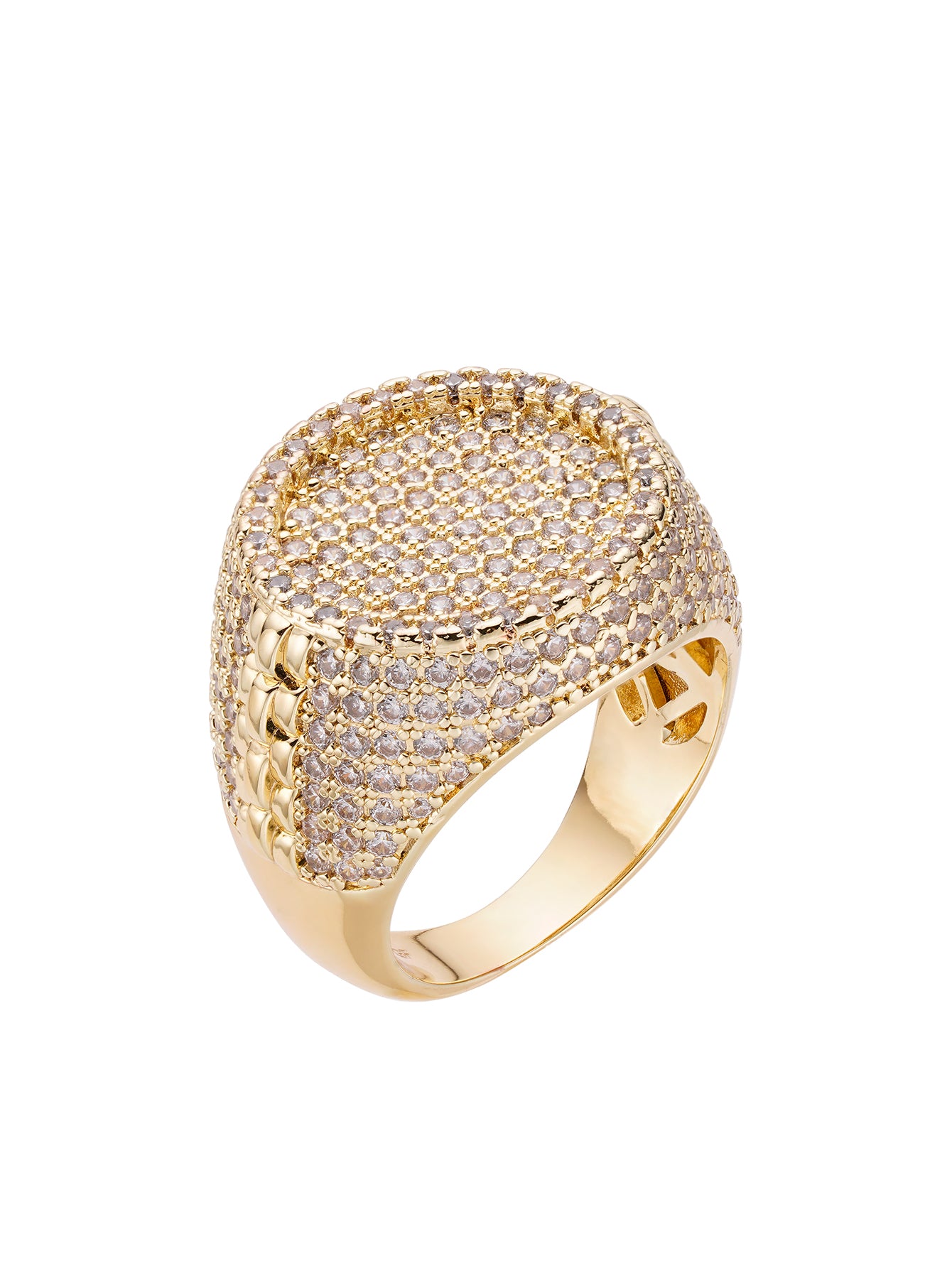 Iced Out  Diamond 14K Gold Plated Punk Rock  Ring