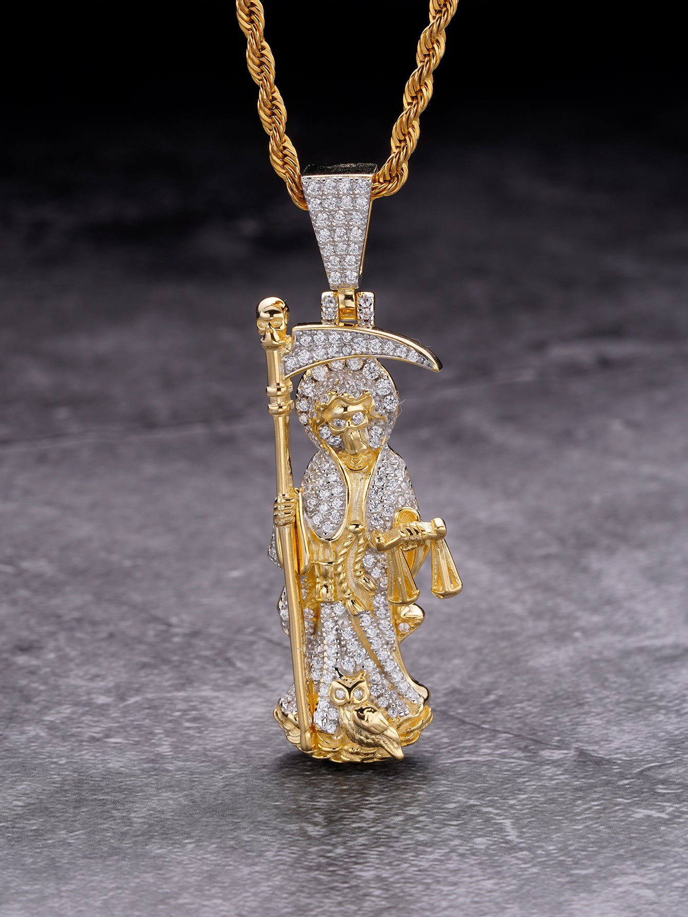 Holy Death Grim Reaper Gold Plated Pendant