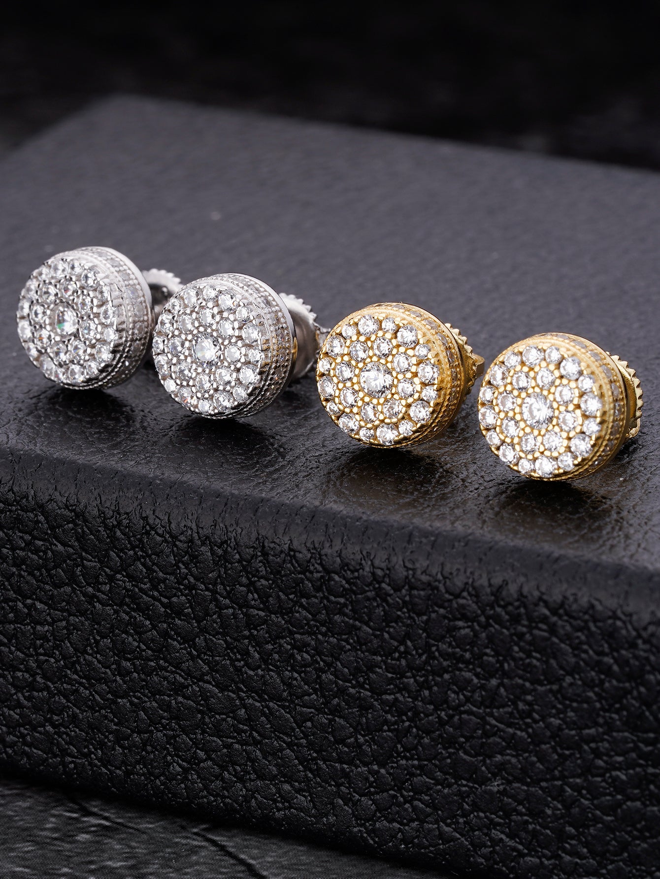 14K Gold Plated Iced out Moissanite Diamond  Stud Earrings