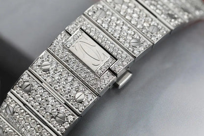 Cartier Santos Custom Diamond Stainless Steel and Rose Gold Watch