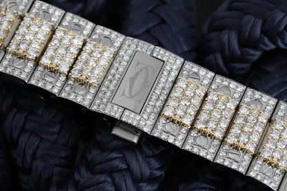 Cartier Santos De Cartier Custom Diamond Stainless Steel/ Yellow Gold Watch