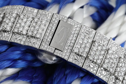 Cartier Santos De Cartier Custom Diamond Stainless Steel Watch