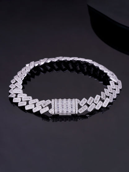 Hip Hop Style Mens Jewelry 10MM Cuban Link Bracelet 925 Silver White Gold Plated Diamond Moissanite Cunban Bracelet