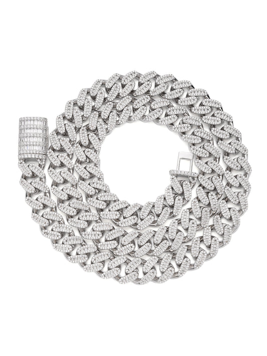 14mm Iced Out Cuban Link Chain White Gold Plated