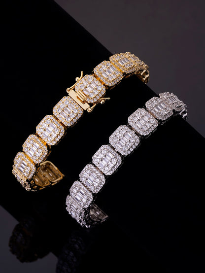 Bling Iced Out Bracelet Diamond  Baguette Cluster Tennis Bracelet