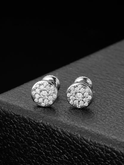 Moissanite Stud k 7.3mm 18K White Gold Plated Earrings