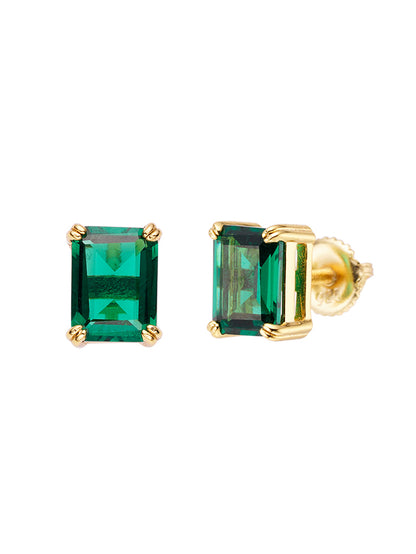 Emerald Cut Cubic Zirconia Diamond Stud Earrings