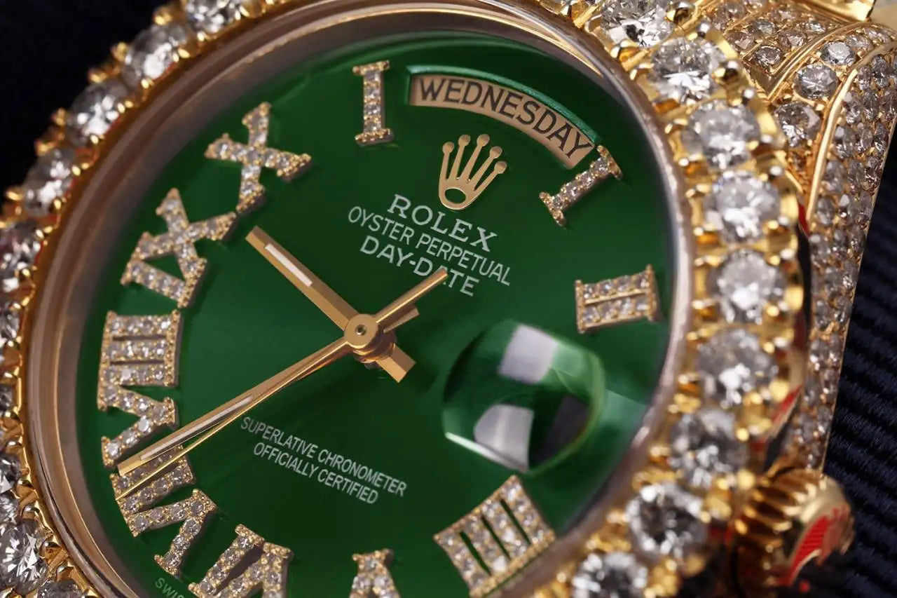 Rolex Presidential Green Roman Dial Diamond Watch