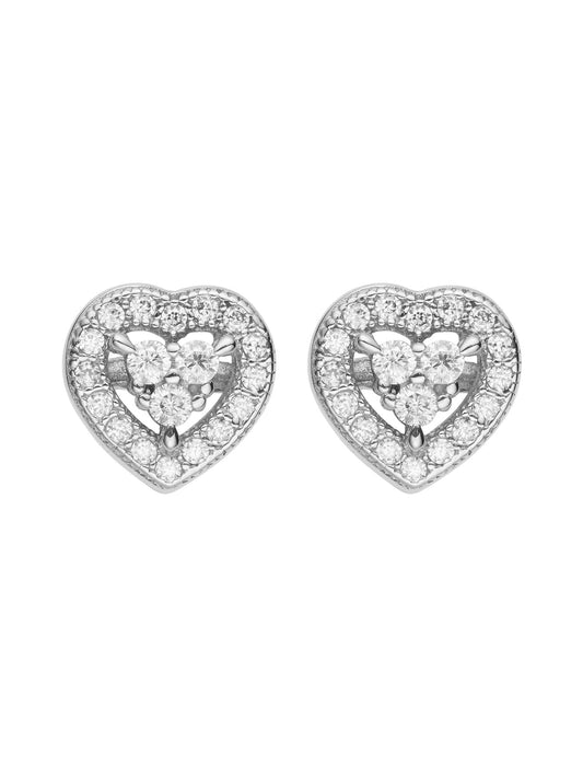 Moissanite  Diamond Heart Stud Earrings