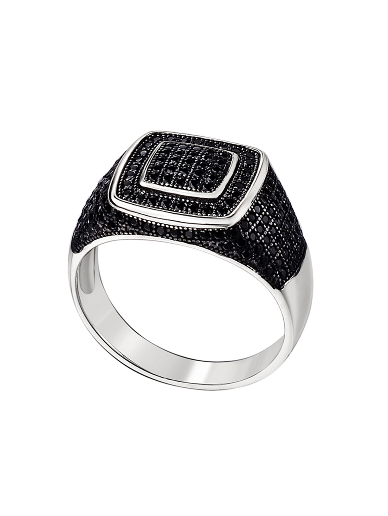 14K Gold Plated Solid 925 Sterling Silver Men's Ring Iced Out Ring Square Frame Micro Pave Cubic Zirconia Men's Hip Hop Ring