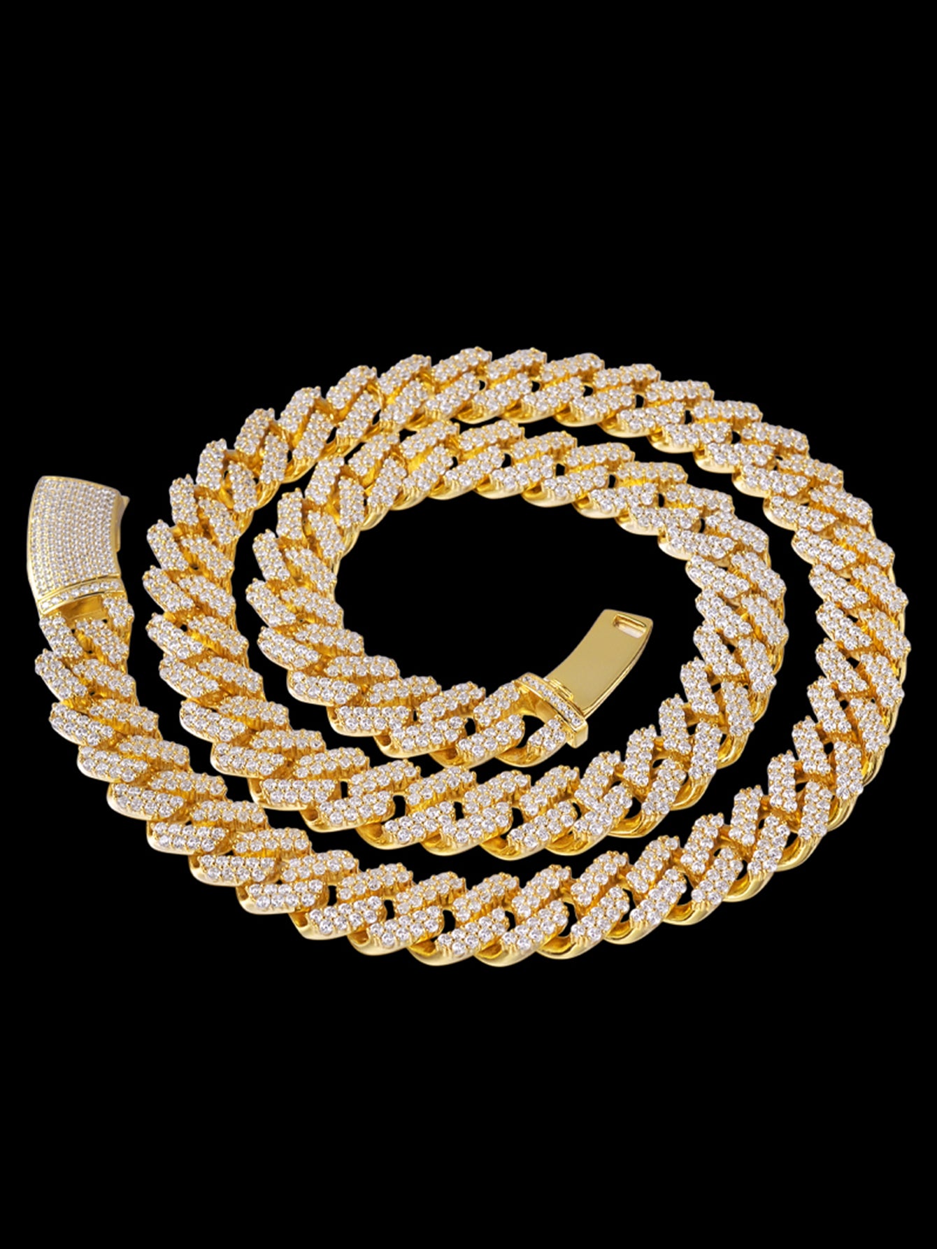 14k Gold Plated/White Gold  Full Iced Out Miami Cuban Link Chain