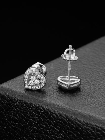 Moissanite  Diamond Heart Stud Earrings