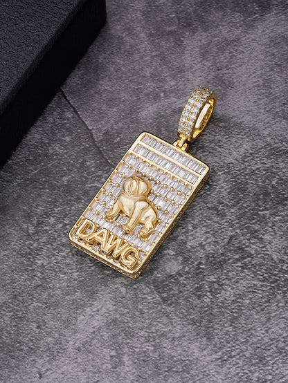 Iced Out Bulldog Dog Tag Pendant