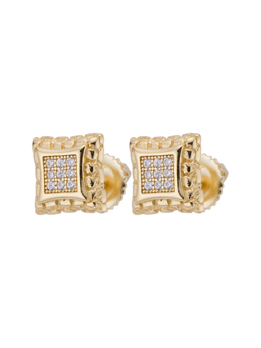 14K Gold Plated  Iced out  Stud Earrings