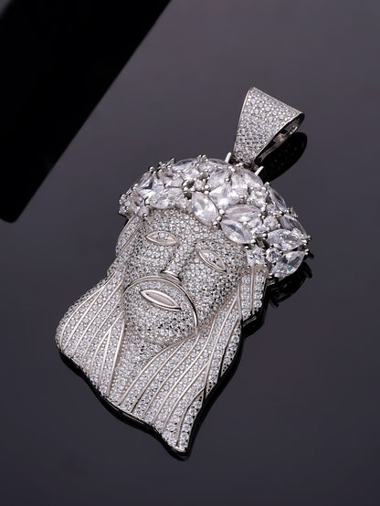 Iced Out Diamond Crown Jesus Piece Pendant