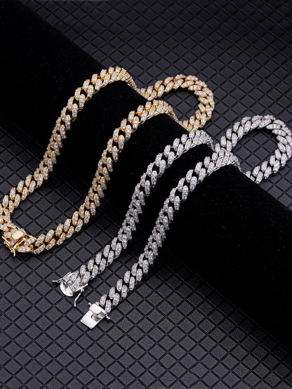 Iced Out  Miami Cuban Link Chain Necklace 12mm