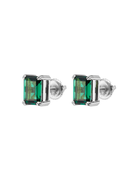 Emerald Cut Cubic Zirconia Diamond Stud Earrings