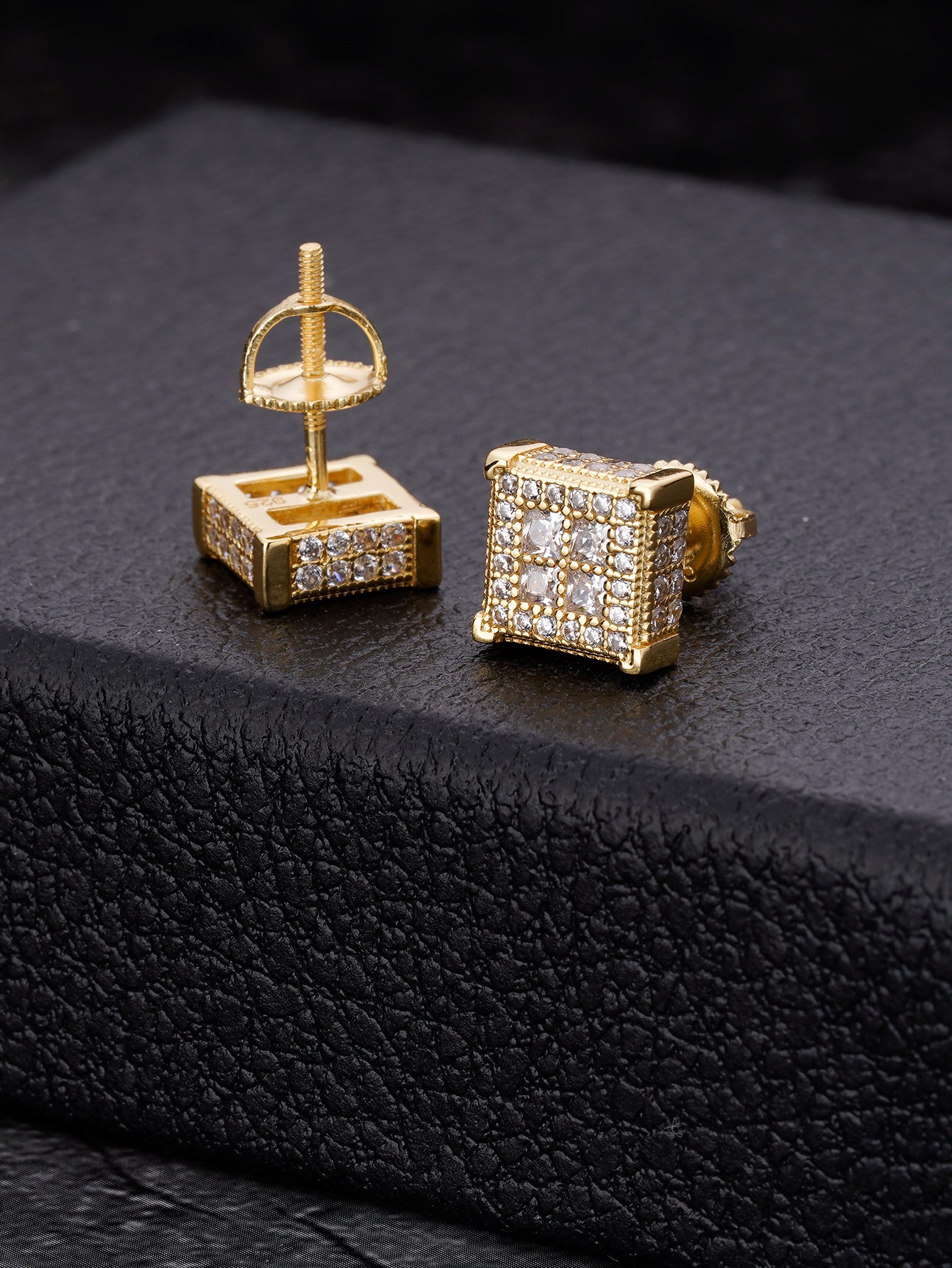 18K Gold Plated Iced Out Cubic Zirconia Stud Earring