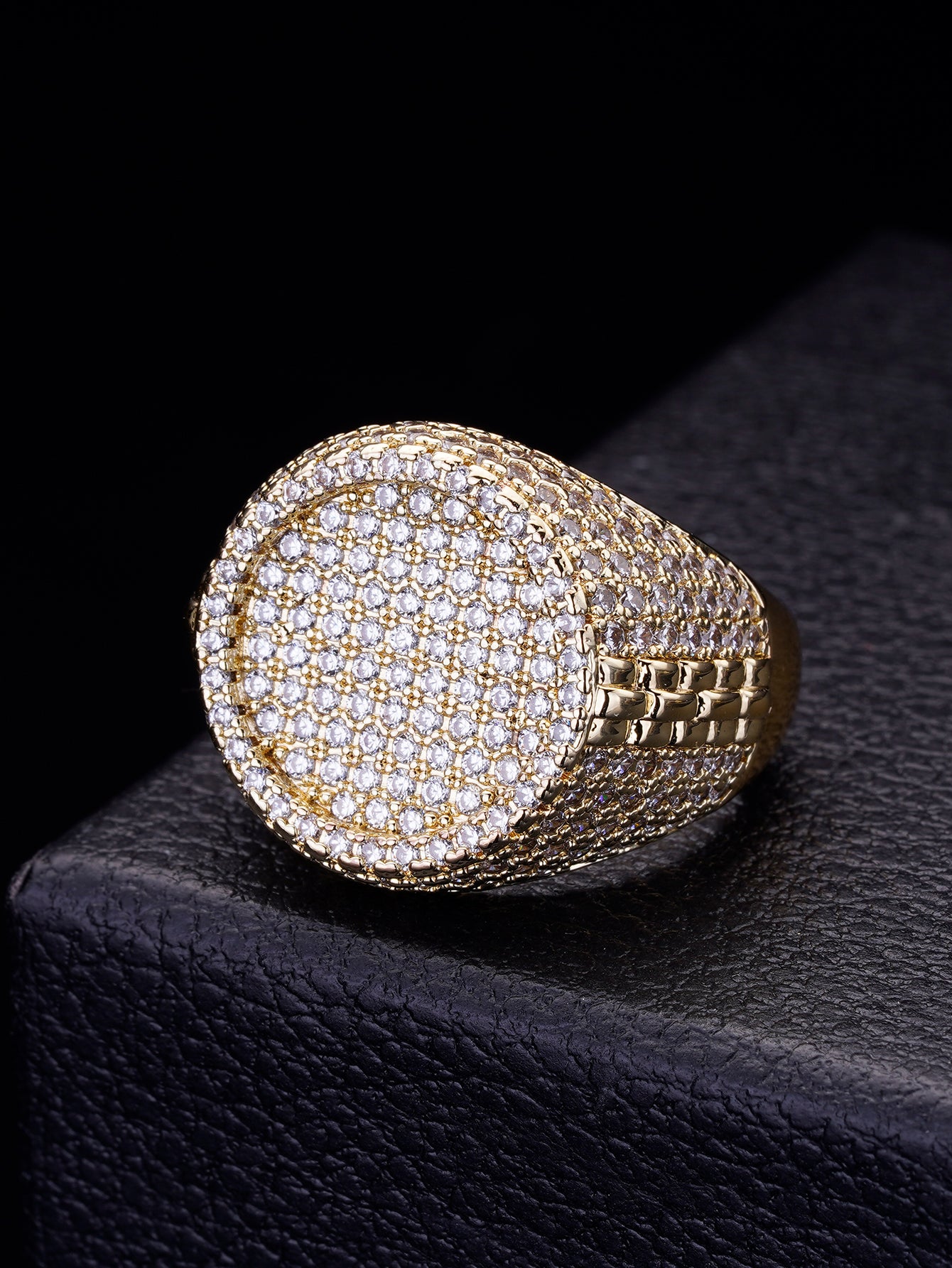 Iced Out  Diamond 14K Gold Plated Punk Rock  Ring