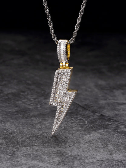 18K Gold Plated  Iced Out Lighting Pendant