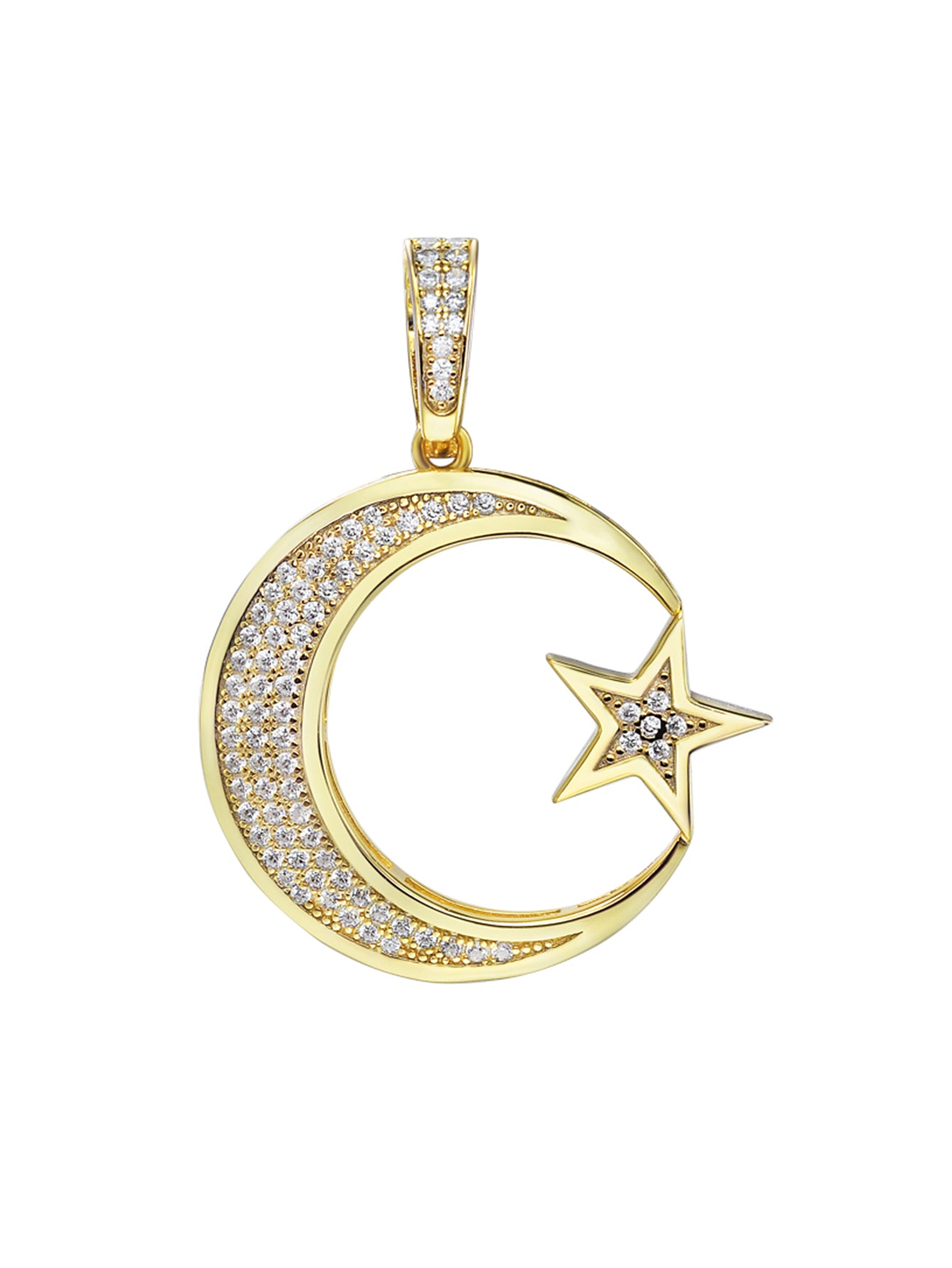 Moon Star Pendant Iced Out Diamond Pendant