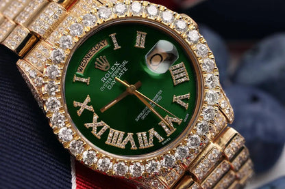 Rolex Presidential Green Roman Dial Diamond Watch