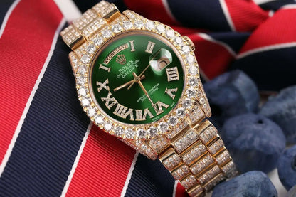 Rolex Presidential Green Roman Dial Diamond Watch