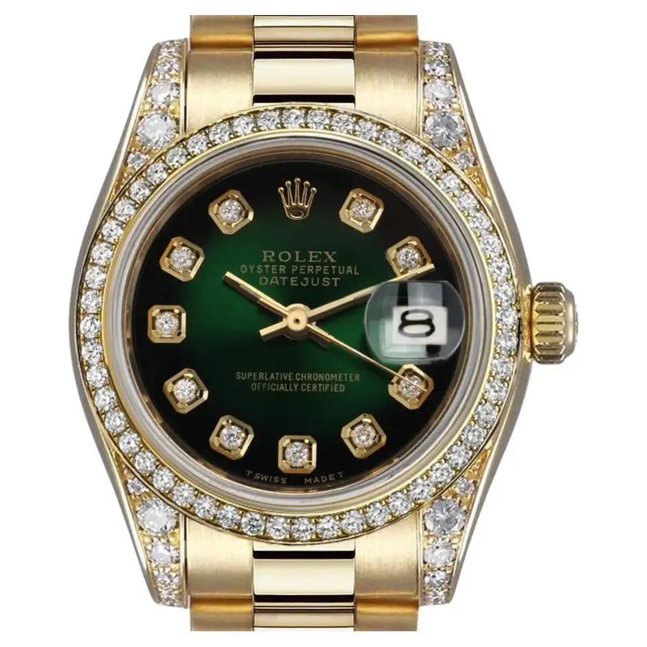 Rolex Presidential 18kt Gold Green Diamond Dial Bezel and Lugs