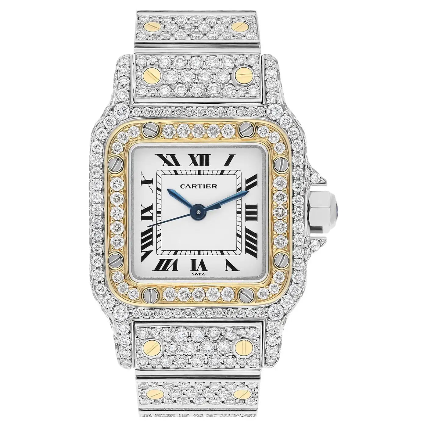 Cartier Santos Stainless Steel & 18K Yellow Gold Automatic Ladies Watch