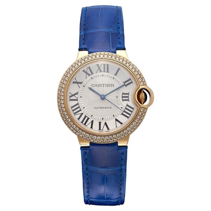 Cartier 18k Yellow Gold & Diamond Ballon Blue Wristwatch